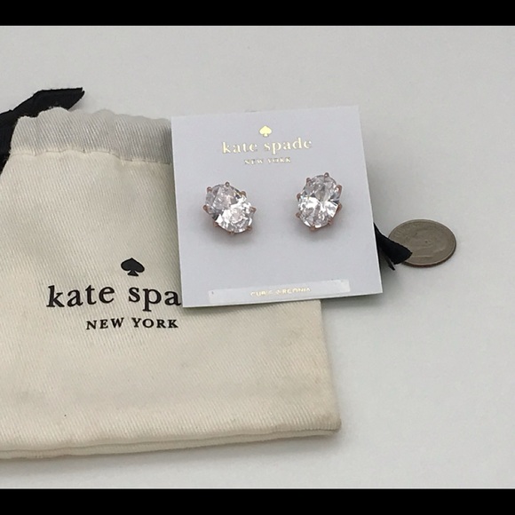 Kate Spade New York Shine On Oval Stud Earrings In Clear Rose WBRUF868 $38 NWT